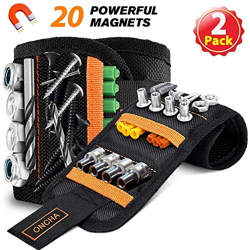 ONCHA Magnetic Wristband, 2 Pack Tool Belts With 20 Strong Magnets for Holding
