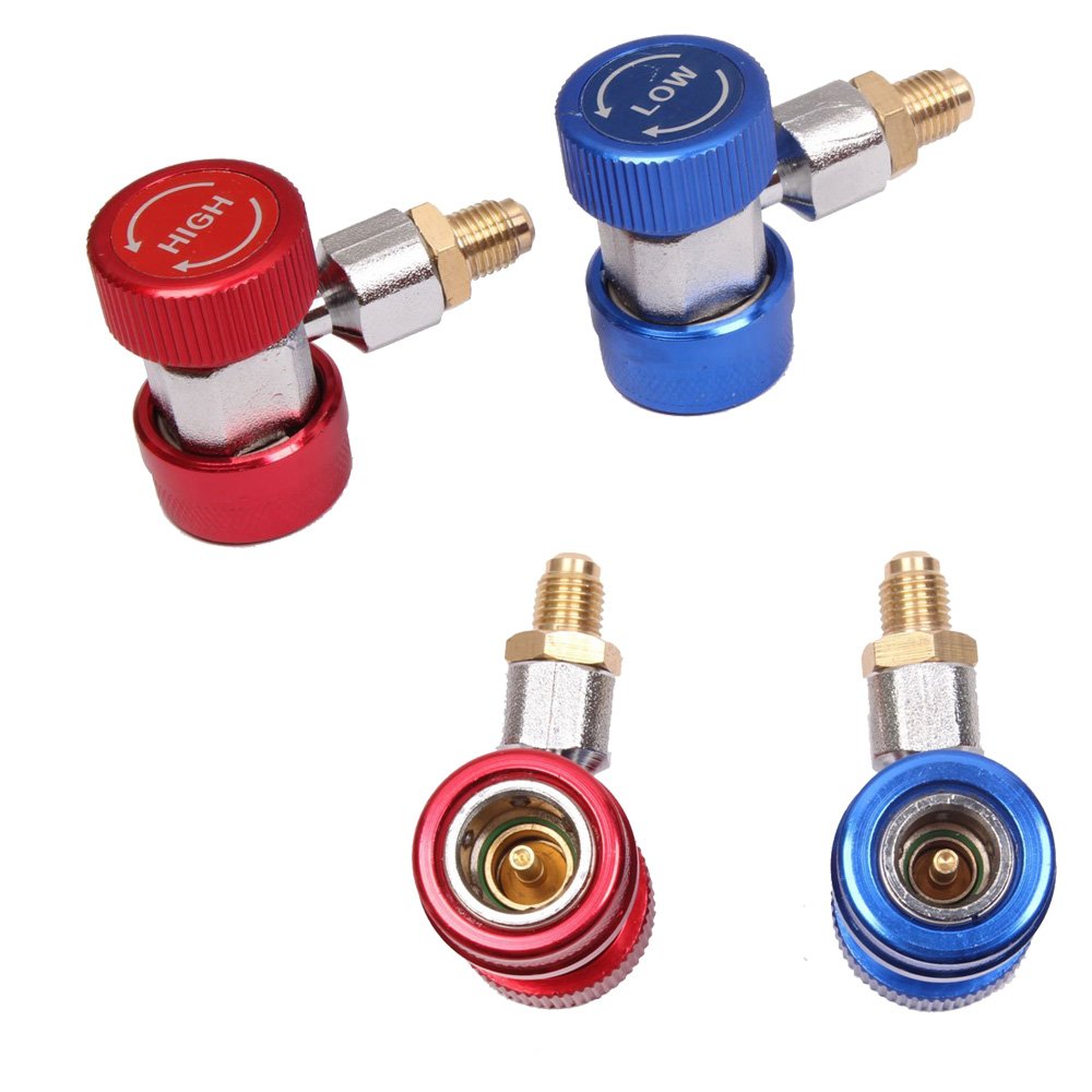 Youngine Adaptateur de raccord Rapide R134A Ajustable, raccords, kit de Conversion de Tuyau de jauge de collecteur de climatiseur Haut/Bas, 1/4 "SAE HVAC