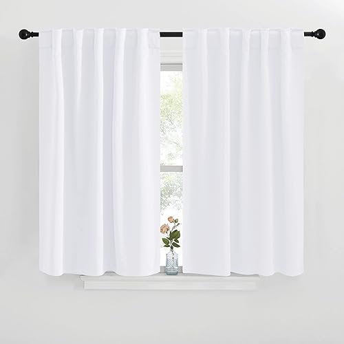 NICETOWN - 2 paneles de cortinas opacas, cortina semiopaca para habitación infantil, 42 pulgadas de ancho x 40 pulgadas de largo, color blanco