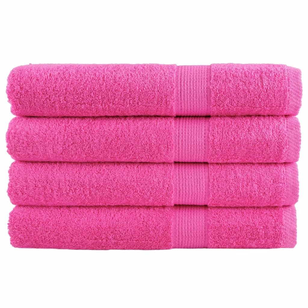 SOLUND - Juego de 4 toallas de mano (100 x 200 cm, 600 g/m², con cinta para colgar), color rosa