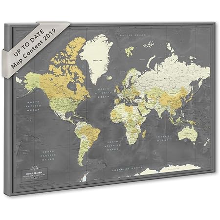 Amazon ピンキャンバス付き世界地図 詳細な世界地図ピンボード 世界旅行マッププッシュピン 32 X 24 ウォールステッカー オンライン通販