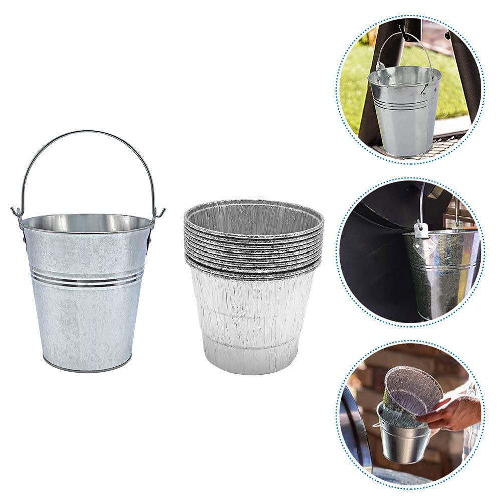 INOOMP Secchio Raccogliogocce Barbecue in Ferro, Kit con 10 Fodere