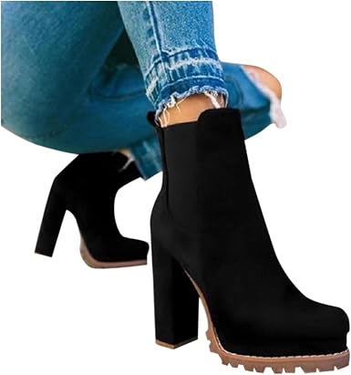 Amazon.com: Botas de invierno para mujer, botas de tobillo de leopardo con  correa retro, botas cortas de lona puntiagudas, zapatos de tacón apilados :  Ropa, Zapatos y Joyería