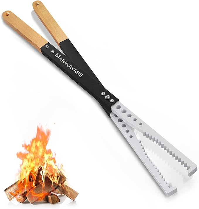 Heavy Duty Fire Tong 38 Inch Log Claw Tongs with Log Insulation Handle firewood Grabber Tool for