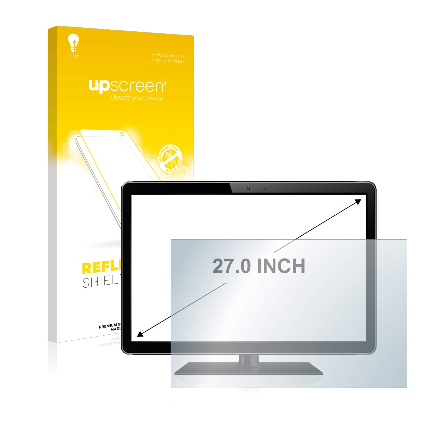 upscreen 27" Entspiegelungs-Schutzfolie für 27,0 Zoll All-In-One PCs (68.6 cm) [598 x 336 mm, 16:9] – Anti-Reflex Displayschutz-Folie Matt
