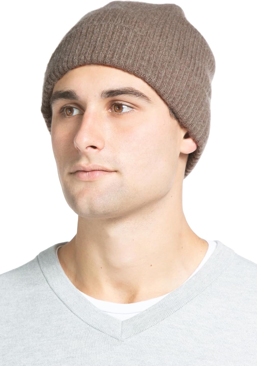 Fishers Finery Men's 100% Pure Cashmere Ribbed Cuffed Hat; Ultra Plush - Image 2