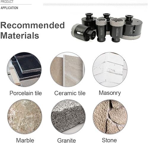 Miniatura 3 de SHDIATOOL Juego de brocas de núcleo de diamante para azulejos de porcelana, granito, mármol, piedra, ladrillo, vacío, sierras de agujero soldado al