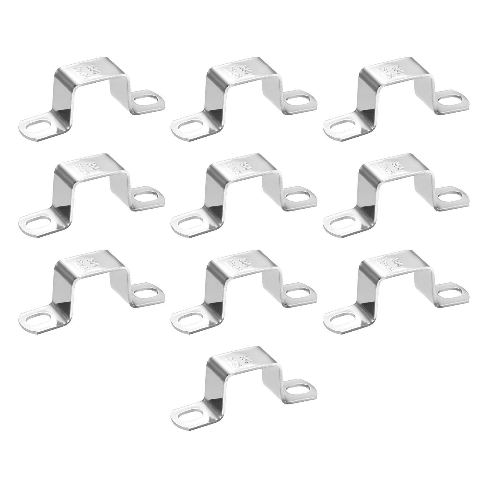 M METERXITY 10-Pack U Shaped Connector Bracket, 25x25mm 304 Stainless Steel Square Pipe Clamp for Door Closed Bar Holder Strut Channel/Fixing Tools/Pipe, Strap Clamp for Rectangular Tube