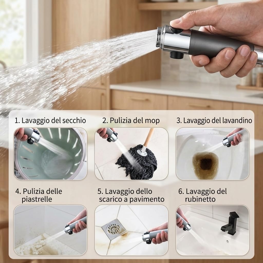 Pulifer Doccino Filtrante Originale,Doccia Ad Alta Pressione Con Tre Modalità,Risparmio Idrico Ed Energetico,Con Filtro