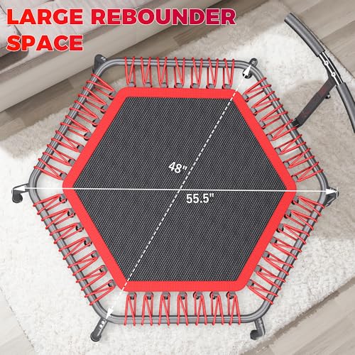 Image of 40 inch /48 inch Rebounder Trampoline for Adults with Bungee Cords, Exercise Rebounder for Adults Indoor /Outdoor Workout, Max Load 450 /550 LBS