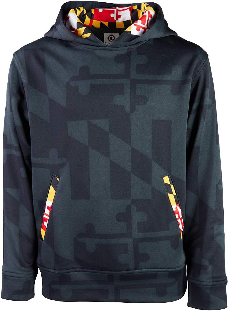 Maryland Flag Souvenir Youth Gift Hoody with Front Kangaroo Pockets and Hidden Media Player Pocket