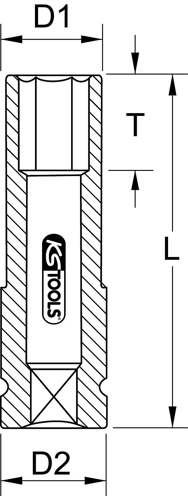 KS TOOLS Robusta bussola a impulsi da 1/2" per cerchioni in alluminio, lunga, 17 mm