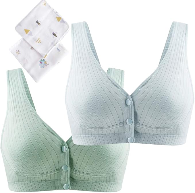 Amazon Co Jp Joyancejt マタニティブラ 授乳ブラ ナイトブラ 2枚セット ノンワイヤー 前開き 綿 産前 産後 無地 柔らか 服 ファッション小物