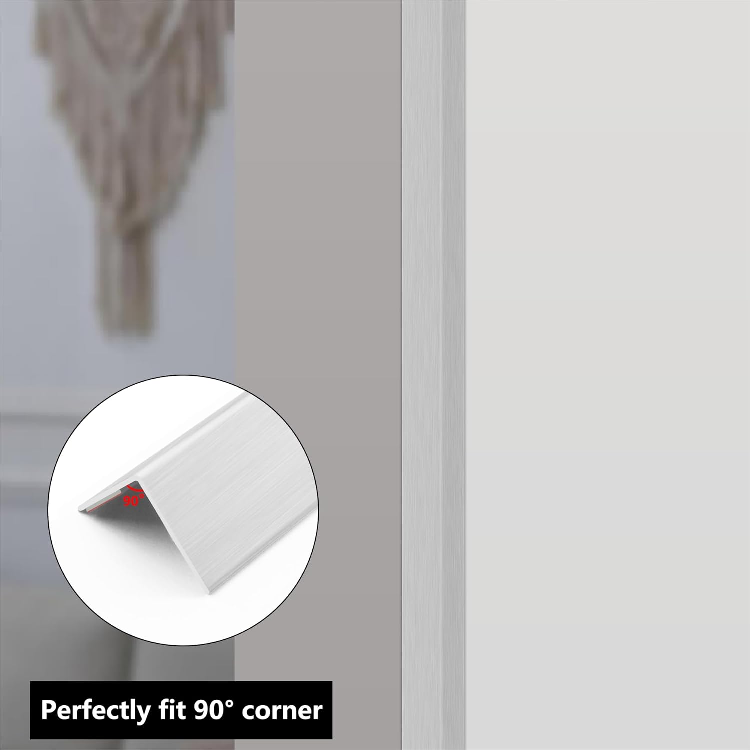 5pcs 48"L*1.42"W Aluminum Self-Adhesive Wall Corner Protectors, Wall Furniture Bumper, Safety Baby Proofing Corner Cushion Table Edge, Wide Coverage and Easy to Install - Silver