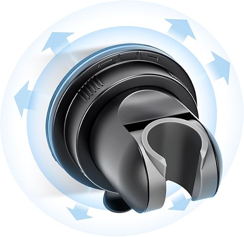 Miniatura 7 de Soporte de cabezal de ducha de succión, soporte de ducha de mano extraíble para montaje en pared, ventosa cromada ajustable sin taladro, inclinación