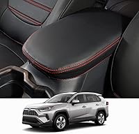Vista 9 de BEERTE Cubiertas de consola central para reposabrazos de automóvil para Toyota RAV4 2019-2025, almohadilla de consola central negra resistente a