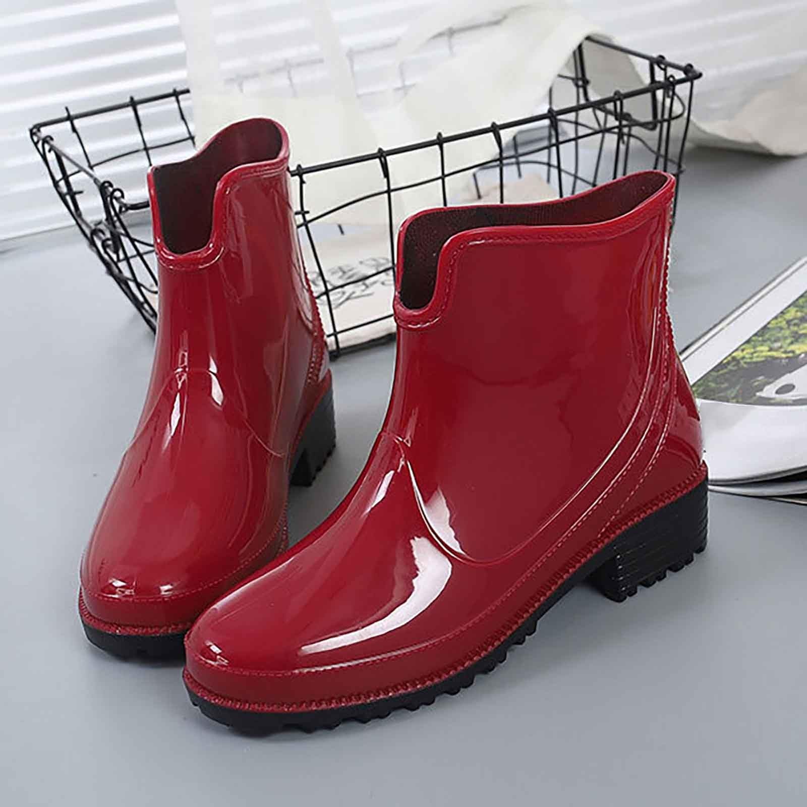 Bottes courtes en caoutchouc pour femme - Bottes mi-hautes en caoutchouc - Respirantes - Coupe-vent - Bottines de pluie en caoutchouc - Bottines de pluie confortables - Résistantes à l'abrasion