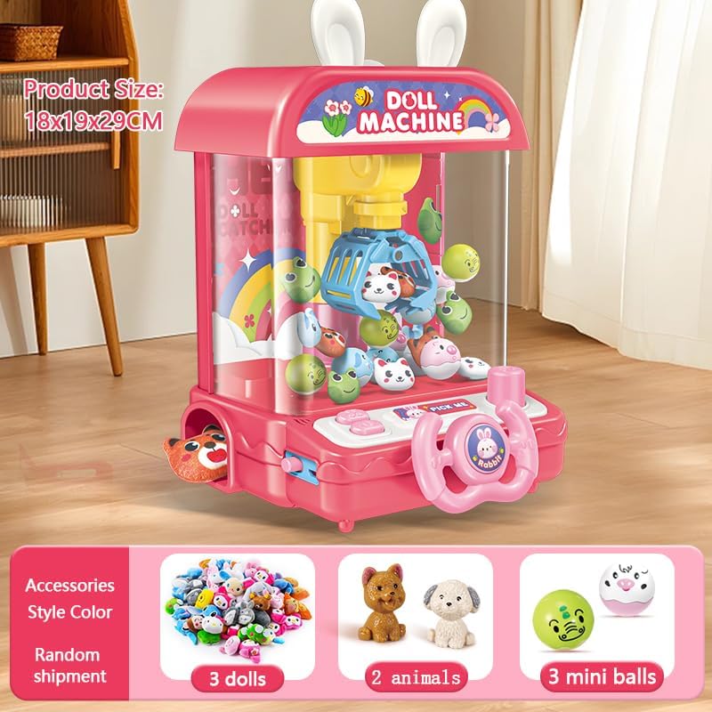 Mini Claw Machine with Music for Home,Candy Doll Vending Grabber,Accessories Include Rag Dolls & Animal Figurines & Balls,Prize Dispenser Toy for 3,4,5,6,7,8+Years Old Kids,Birthday Gift for Girl Boy - Image 5