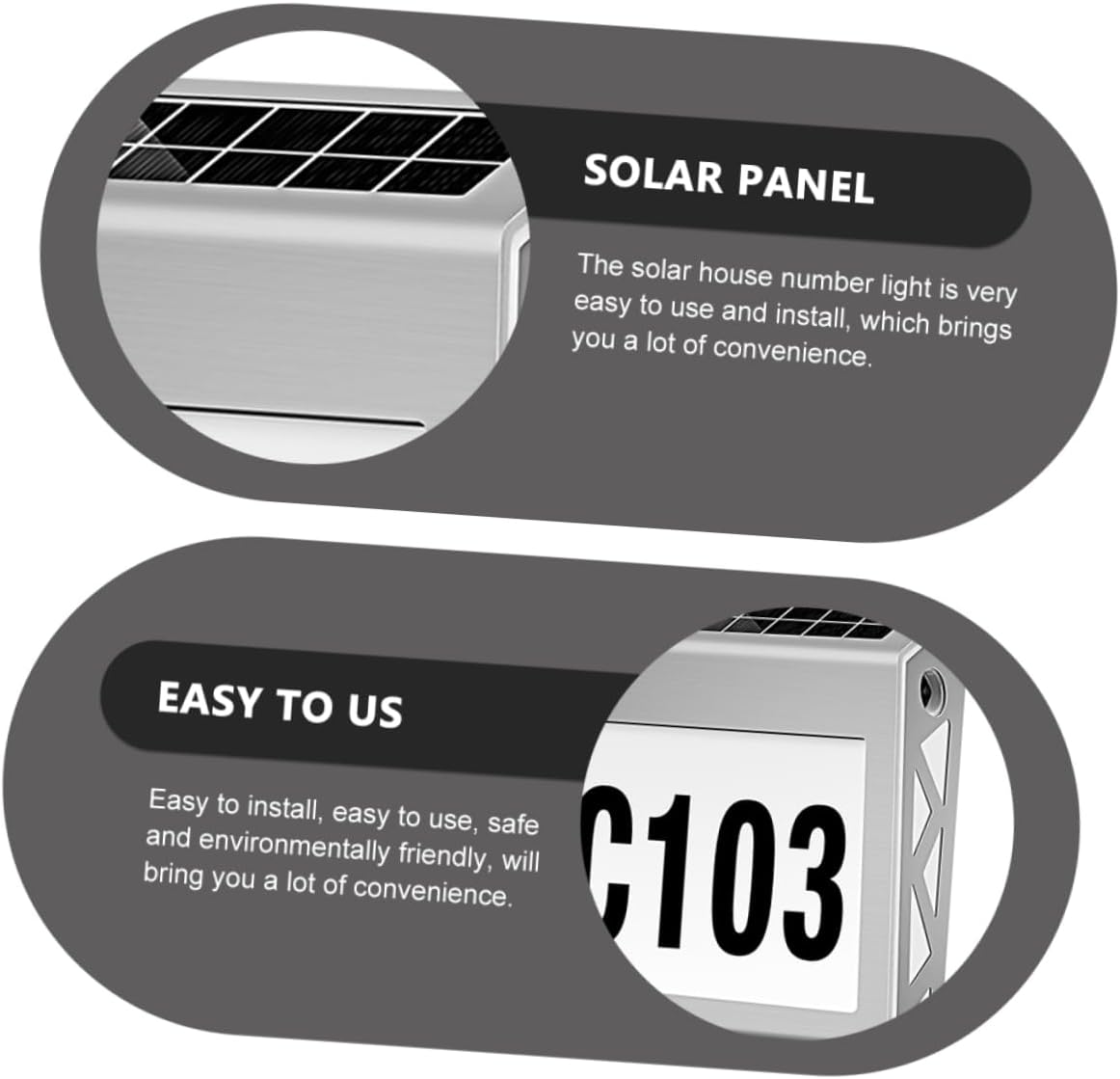 Mipcase 1set Solar Lighted Address Sign Lamp Solar House Number Light for Outdoor Use Garden Patio and Pathway