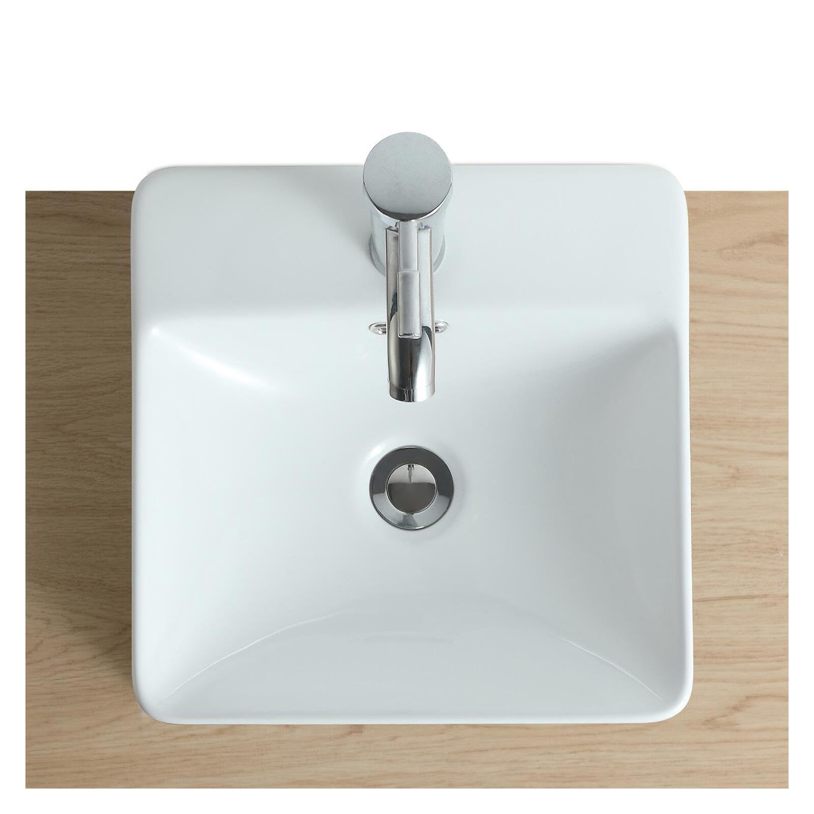 MOB-IN Vasque Semi encastrée carrée en céramique Blanche 37cm