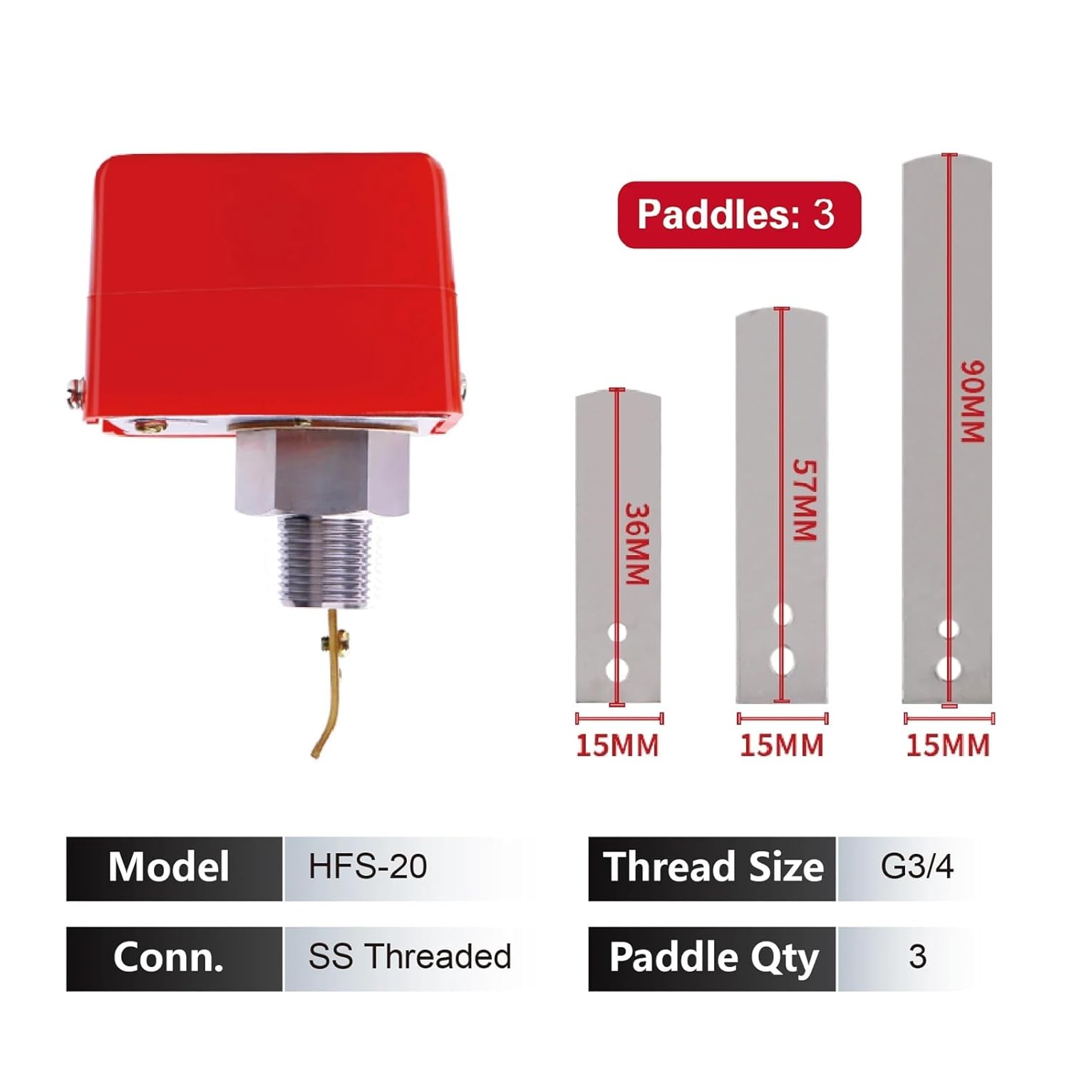 G1/2 Hfs-15 Target Flow Controller Paddle Flow Switch Spdt Stainless Steel Liquid Water Sensor for Industrial Use
