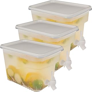3 Pack 1.3 Gallon Fridge Drink Dispenser with Spigot, Leak-proof Plastic Beverage Drink Dispenser Refrigerator Iced Juice Lemonade Dispenser Water Dispenser for Party