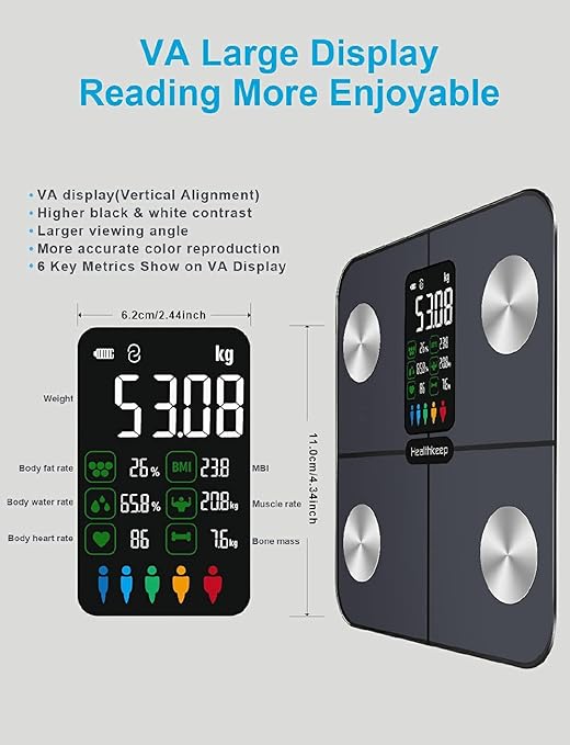 Báscula de Baño Healthkeep con App y 15 Métricas Precisión 0.05 lb miniatura 3