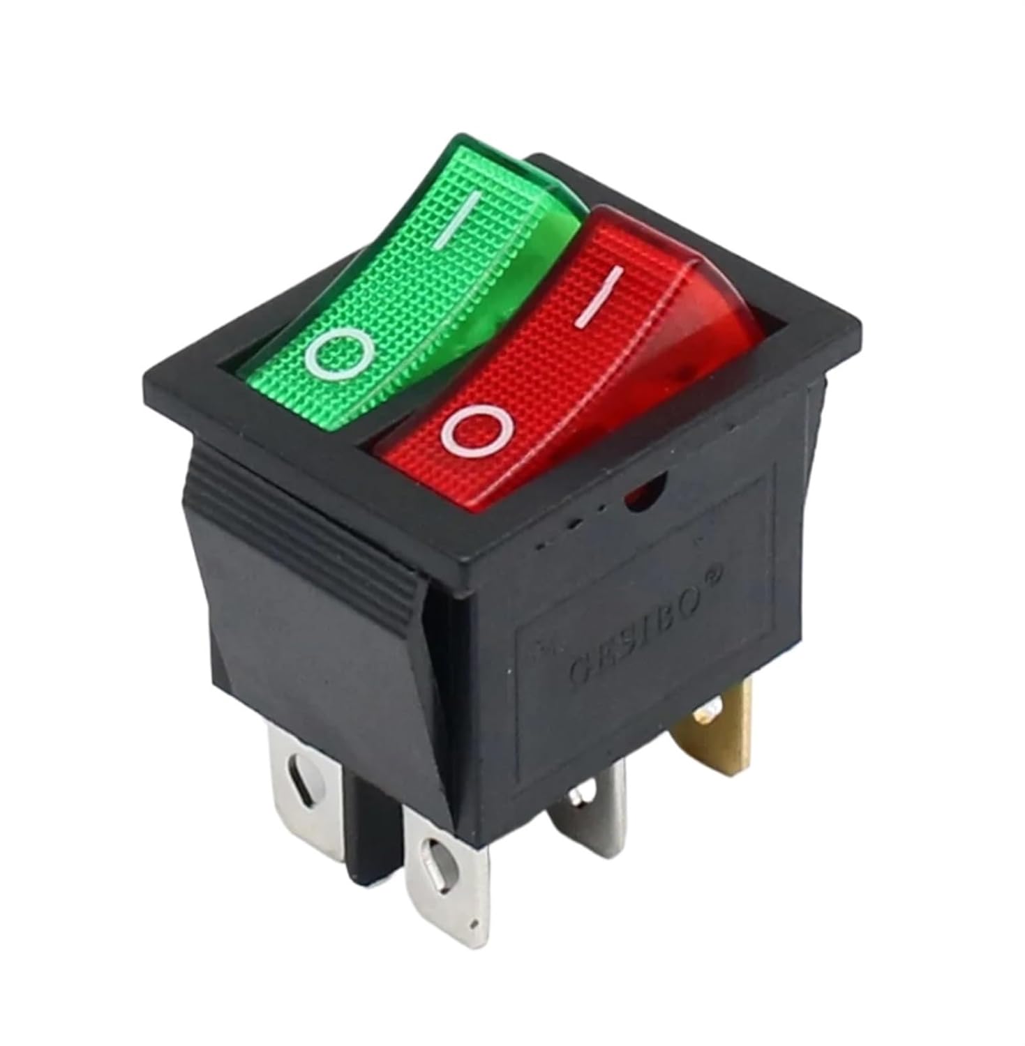 1PCS Double Light Push Button Rocker Switch 31 * 25mm 6Pin 2/3 Position Boat Power Switch ON-Off/ON-Off-ON 16A/250V 20A/125V KCD8(Red Green)