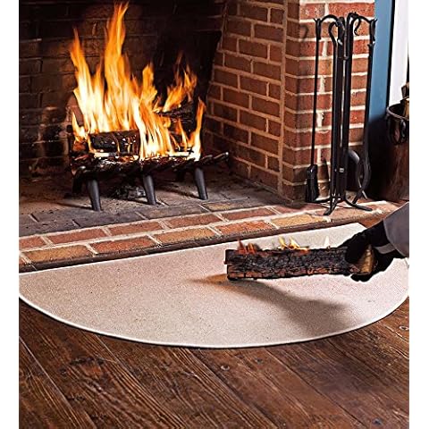 68.58cm x 121.92cm Flame-Resistant Fiberglass Half-Round Hearth Rug, in Tan Cover