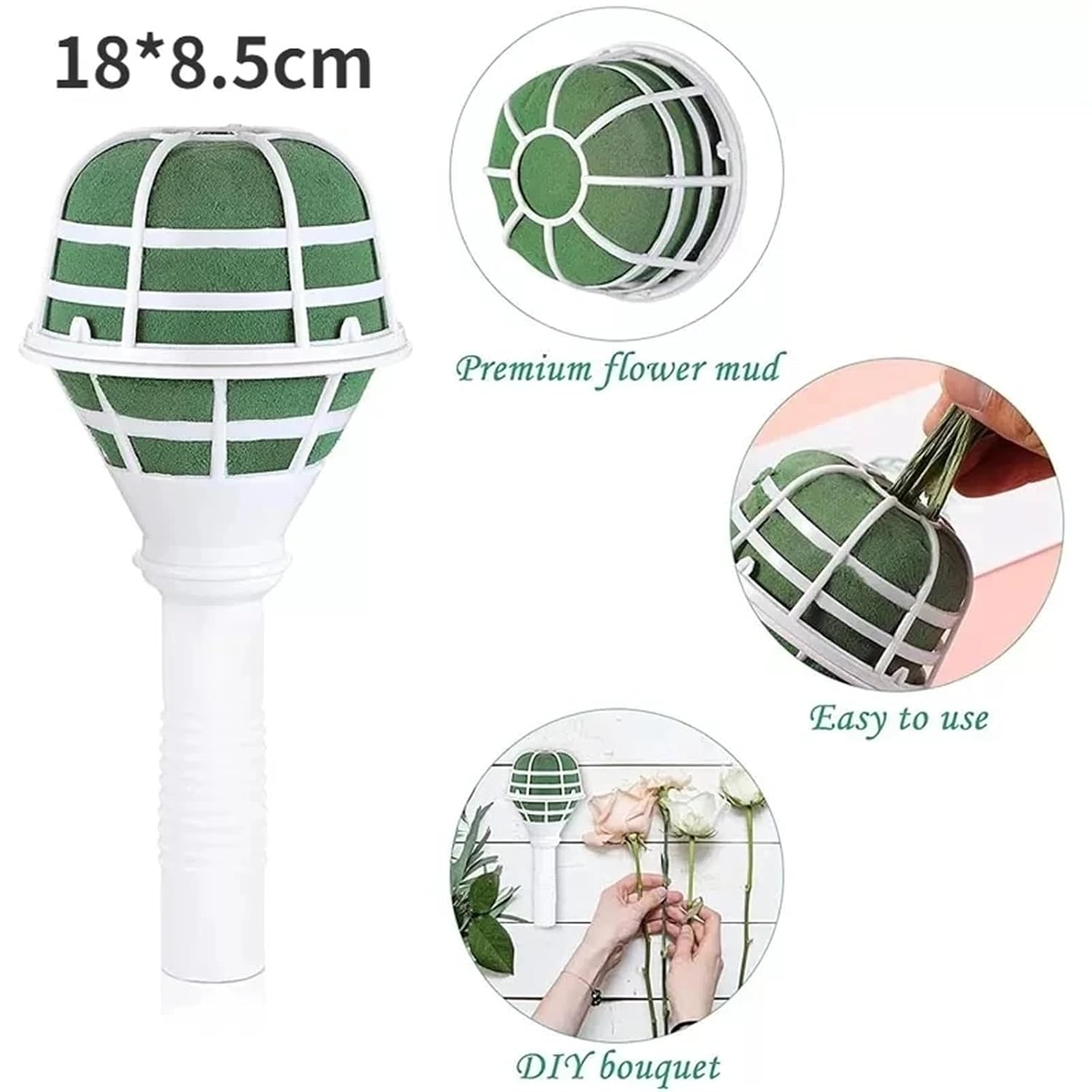 Flower Bouquet Holder 20 Pcs Foam Floral Handle Bouquet Holder Wedding Artificial Flowers Arrangement DIY Bridal Decoration Supplies