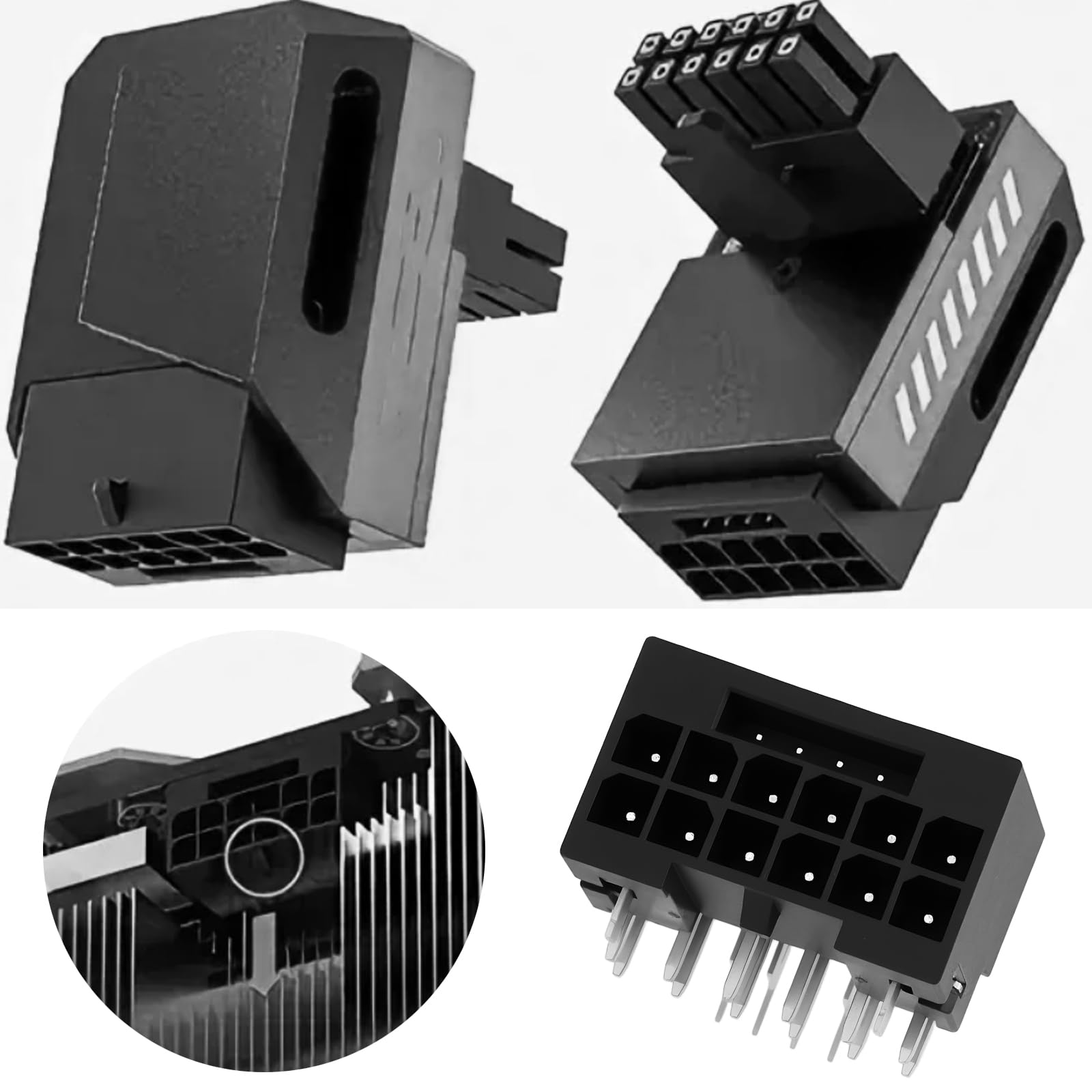 ECSiNG 2PCS 16 Pin 12V HPWR PCIe GPU Power Connector Header Reverse Latch Compatible with ABIT Compatible with Acer Graphics Card — view 2