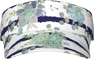 XIXIAN Striped Succulents Printed Adult Sunscreen Visor Cap Lightweight and Breathable Adult Sun Visor Empty top hat Versatile Outdoor hat Black