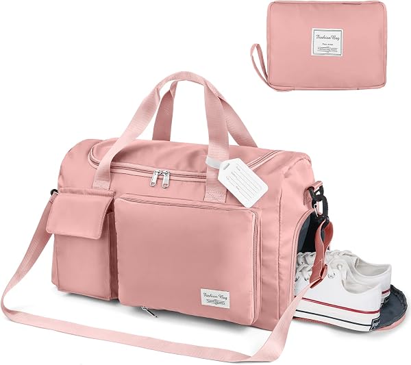 flintronic Sac de Voyage Pliable de Grande Capacité, Sac de Transport Léger Imperméable Sac à Dos Weekend Sac de Sport Séparé Sec et Humide 35L/50L Ajustable (avec 1* étiquette de Bagage) - 2