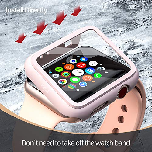 pzoz Compatible for Apple Watch Series 2 / Series 3 Case with Screen Protector 42mm Accessories Slim Guard Thin Bumper Full Coverage Matte Hard Cover Defense Edge for iWatch Women Men GPS (Pink) - Thumbnail 4