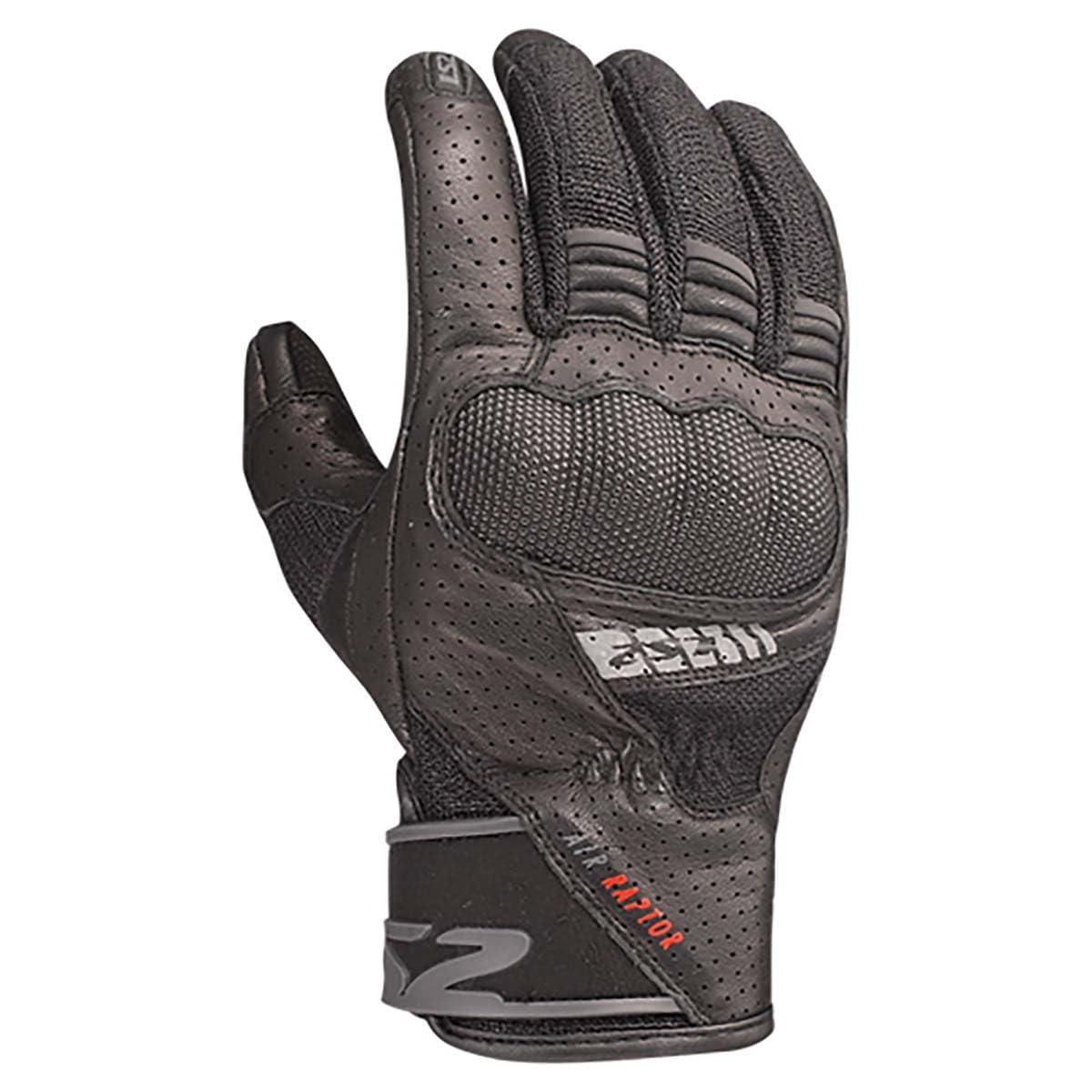 LS2 Air Raptor Guanti da moto in rete traforata, nero, M