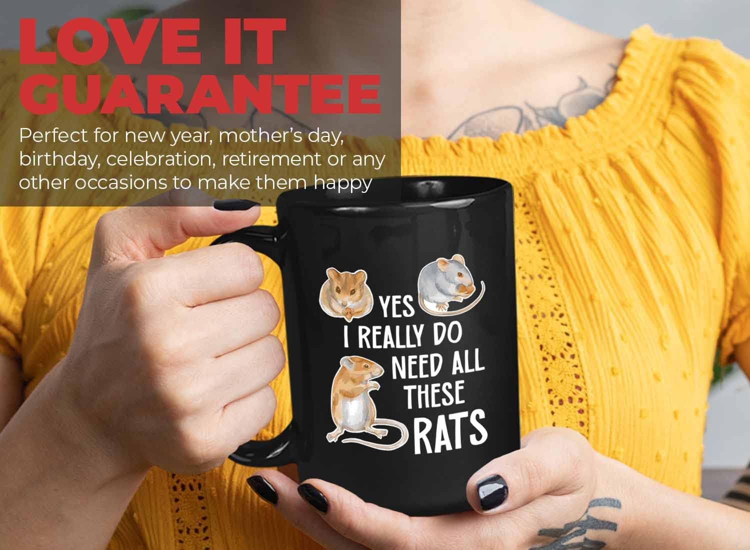 Bubble Hugs Funny Saying Coffee Mug 15oz Black - Do Need These Rats - Funny Sayings Animal Rat Lover Rat Mom Rat Dad Mouse Rat Owner