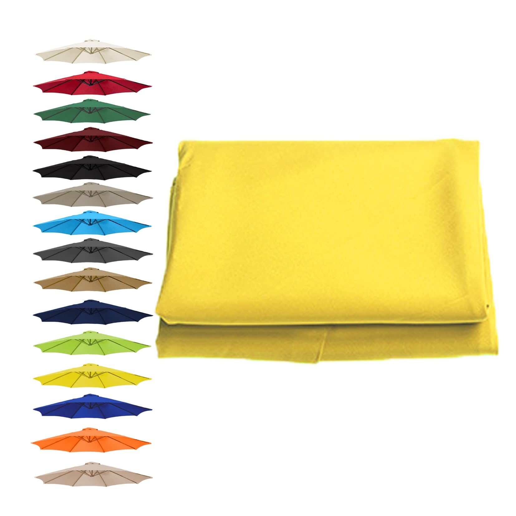 GZDXBF Parasol Umbrella Replacement Cover 6/8 Arms 6.5/7.5/8.2/8.8/9.8/11.5FT Cantilever Parasol Replacement Canopy Top Polyester Fabric Cover Sunshade Cloth(Yellow,8 RIBS/300CM(9.8FT))