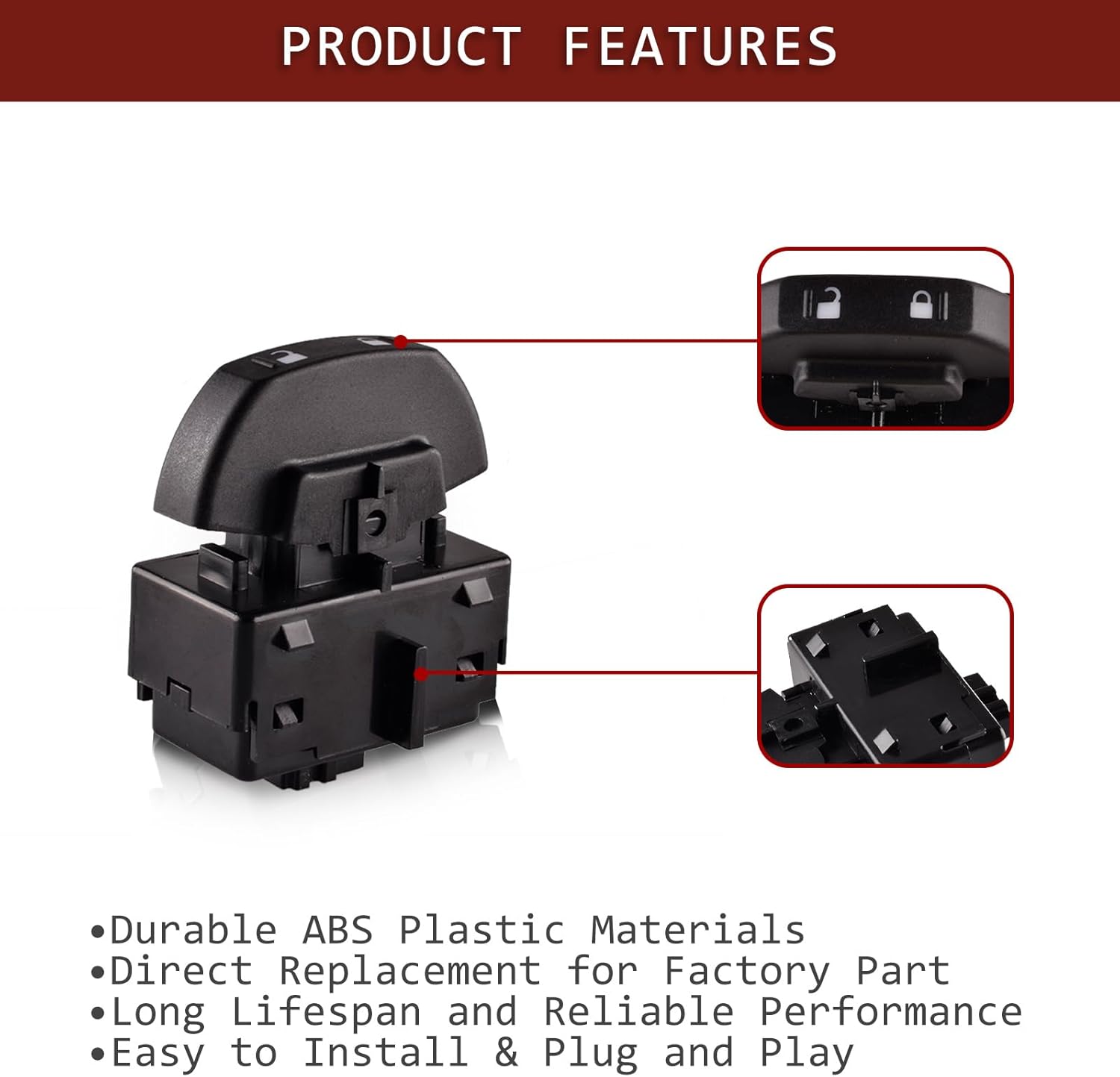 Front Power Door Lock Switch Compatible with 2009-2014 Ford F-150, Switch Assembly Replace 9L3Z-14028-AA SW-7254