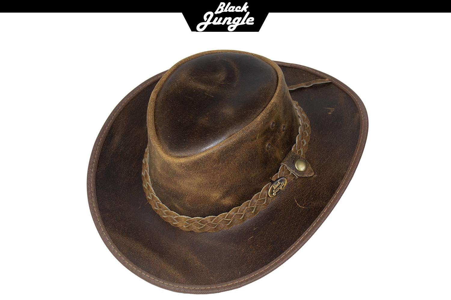 Black Jungle Bulat Sombrero de Piel, Sombrero del Oeste de Australia, Sombrero de Vaquero Bronceado