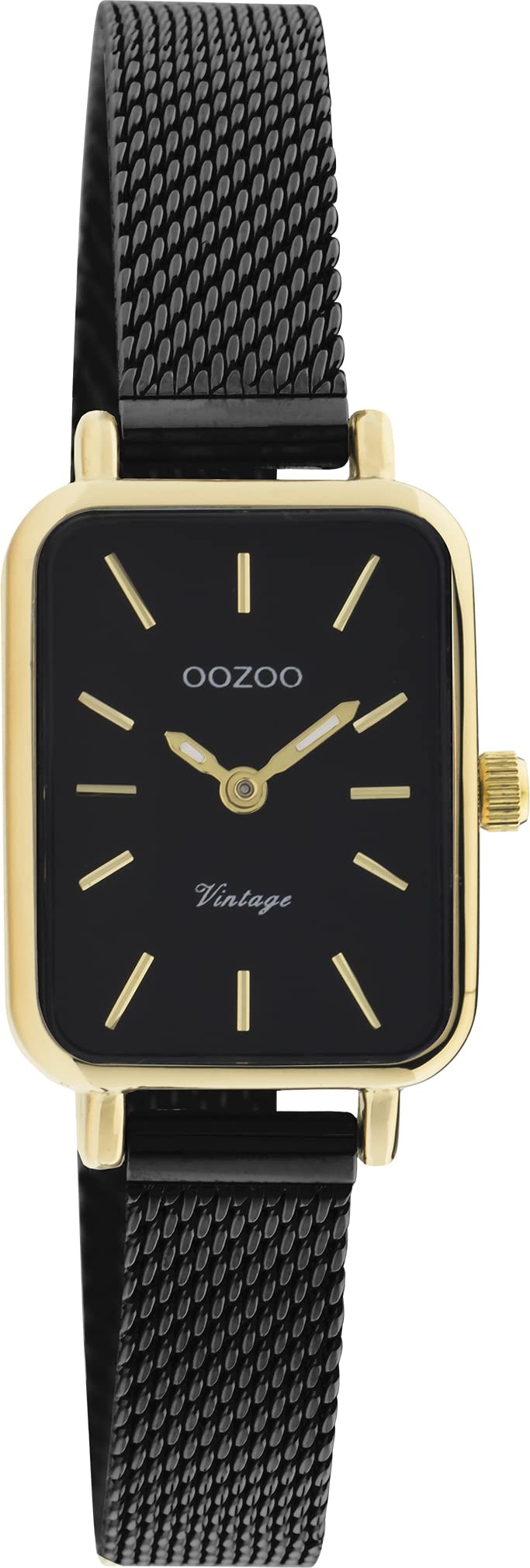 Oozoo Orologio vintage da donna – Orologio da polso da donna con cinturino in rete metallica da 10 mm – analogico da donna rettangolare