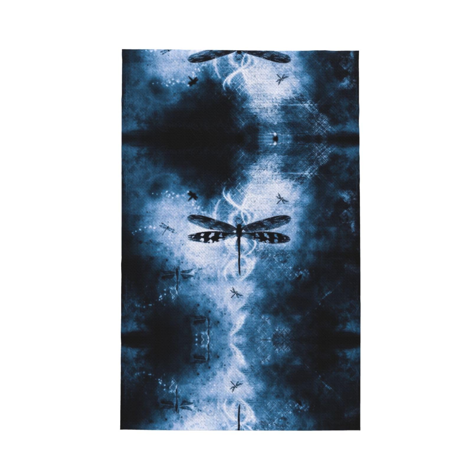 Xxahnbm Black Dragonfly Print Waffle Kitchen Towel,Absorbent Hand Towel