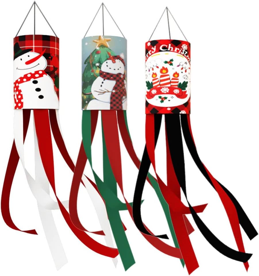 Amazon.com : ABOOFAN 3Pcs Christmas Windsock Snowman Wind Socks Winter
