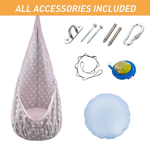 Miniatura 5 de YAERSI Silla de columpio para niños con cojín inflable de PVC para juegos en interiores y exteriores, duradera y portátil