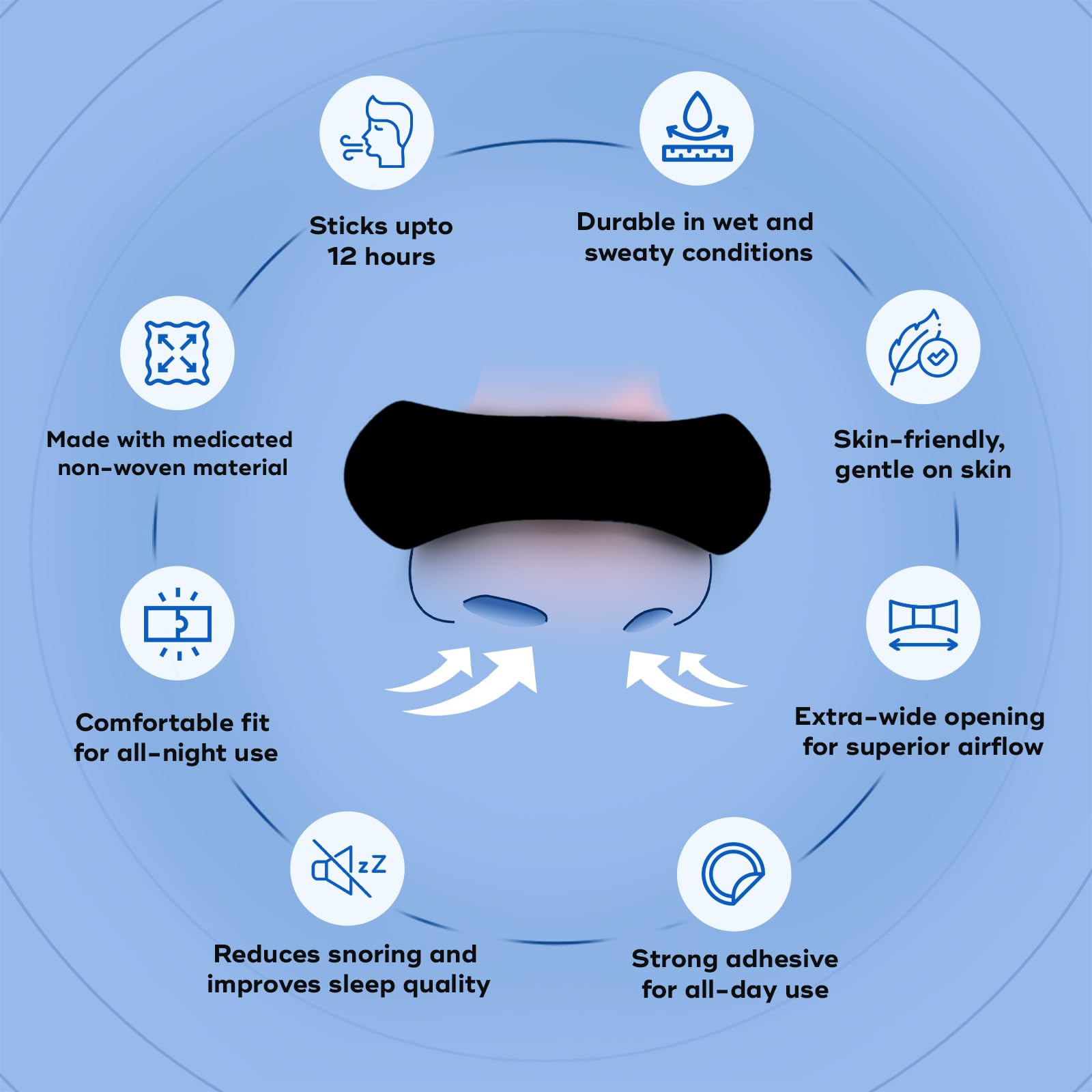 BREATH FIX Large Size Nasal Strips 2.0 - CDSCO-Licensed Medical Device in India, Black Colour, Nasal Strip for Breathing, Enhances Sleep & Athletic Performance, By Byte, Optimizes Oxygen Intake, Skin-Friendly & Flexible Fit, Sweat-Resistant, 30 Strips — Amazon image 4