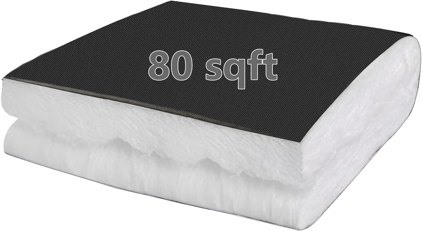 80 Sqft Insulation for Van, 29 Inches X 393 Inches Rv Insulation, Soundproof Thermal Barrier for Vehicles 2.4 Feet x 32.8 Feet, Camper Van Conversions Car Sound Deadener Mat Cars Black