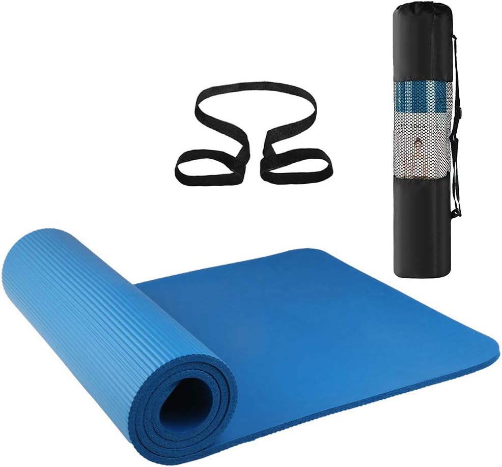 Godyluck72X24In Non-Slip Yoga Mat Eco-Friendly Fitness Pilates Gymnastics Mat Gift Storage Bag And Carry Sling One Size Blue