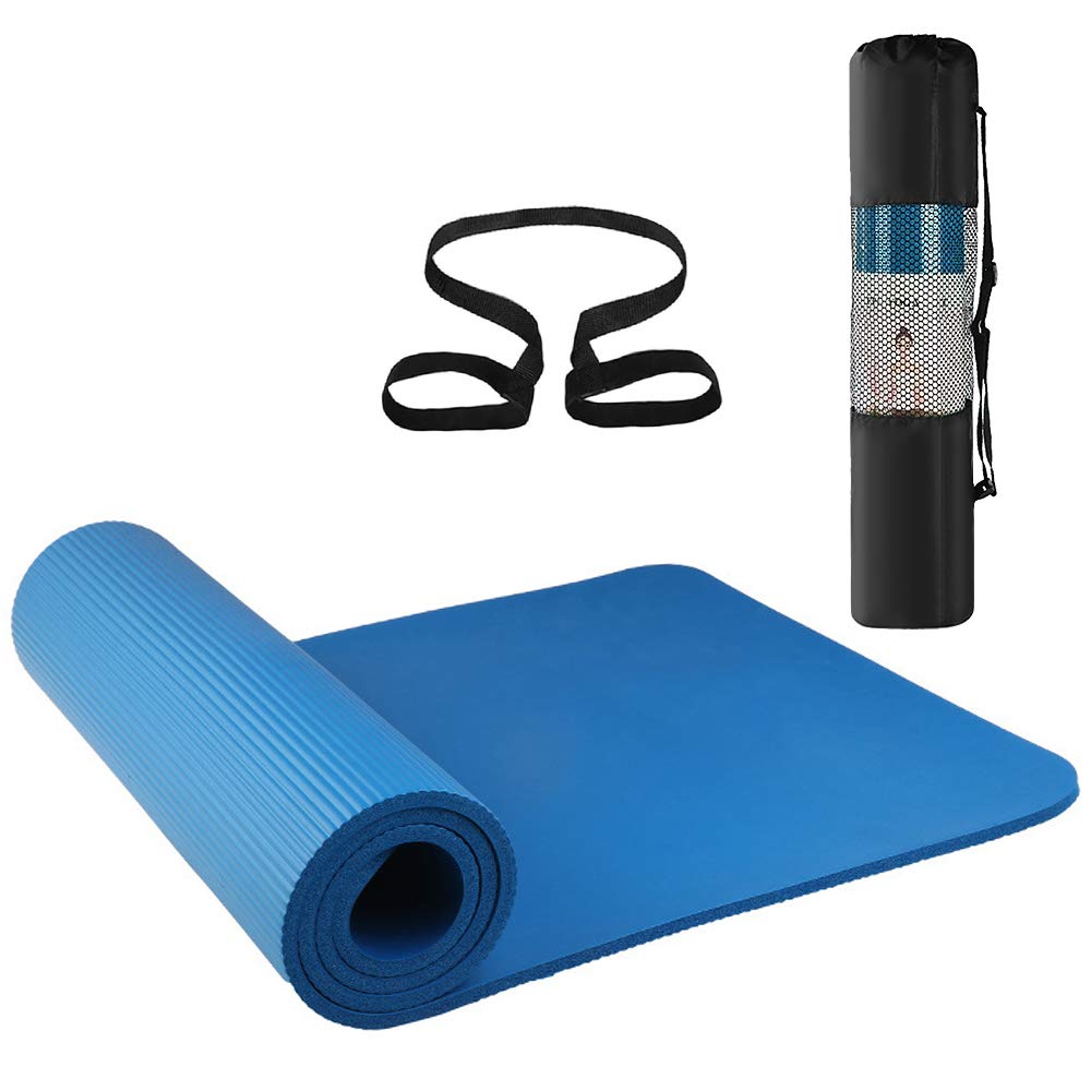 Godyluck72X24In Non-Slip Yoga Mat Eco-Friendly Fitness Pilates Gymnastics Mat Gift Storage Bag And Carry Sling One Size Blue
