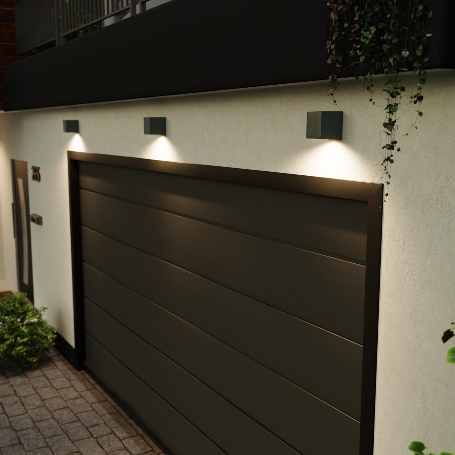 ledscom.de 8x Wandleuchte ALSE für außen, IP54, Downlight, anthrazit matt, eckig, 1x GU10 max. 35W