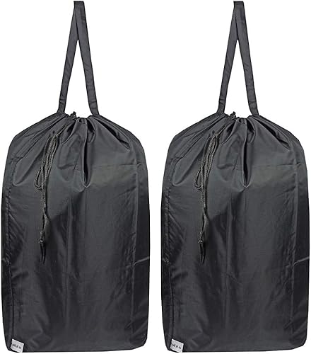 Miniatura 1 de Bolsa de lavandería de viaje lavable con asas y cordón (paquete de 2), resistente lo suficientemente grande como para contener 3 cargas de