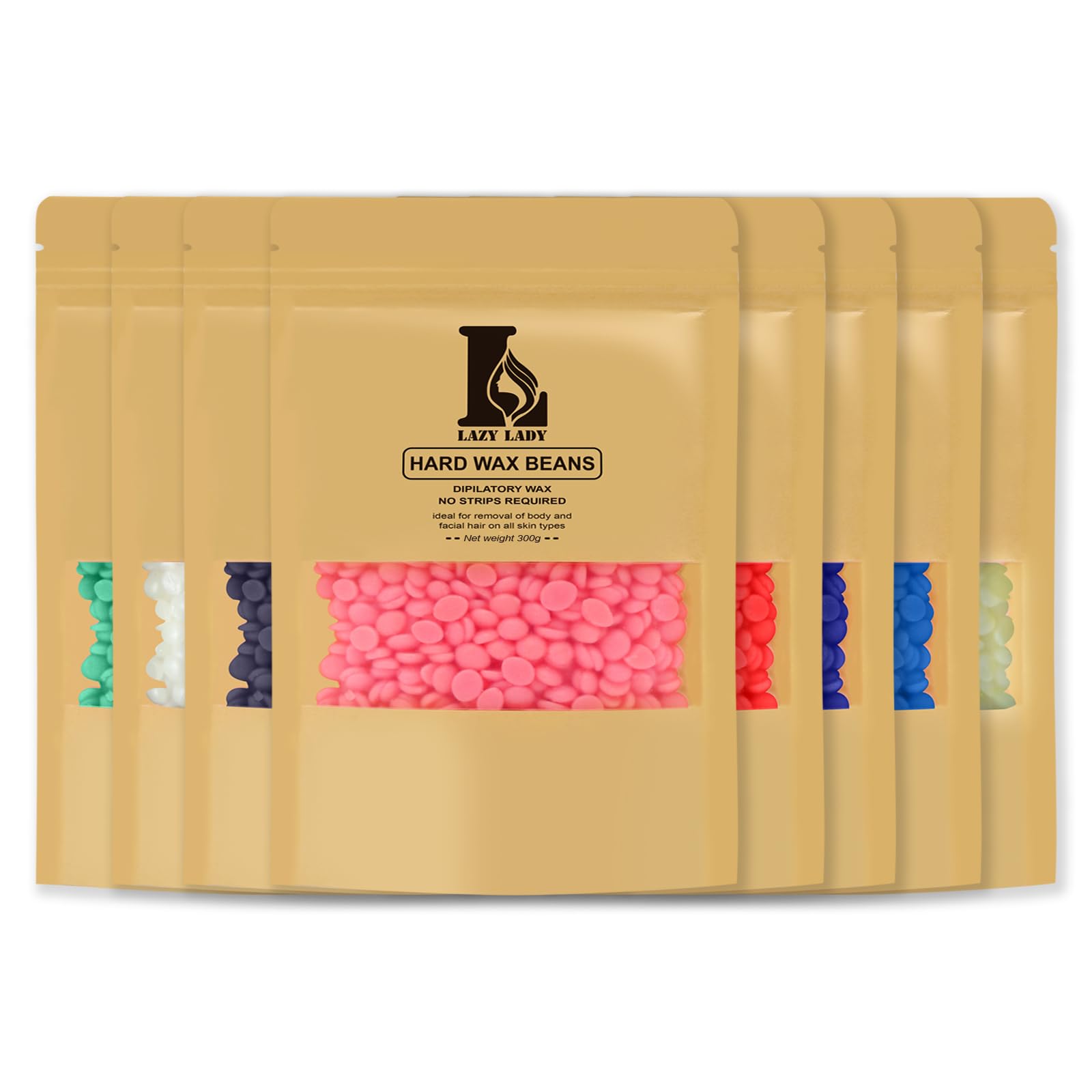 LAZY LADY perlas de cera depilatoria de 2400g, cera depilatoria sin dolor para todos tipos de piel, cera caliente depilación profesional, Depilación Brasileña, facial y Cejas, hard wax beans